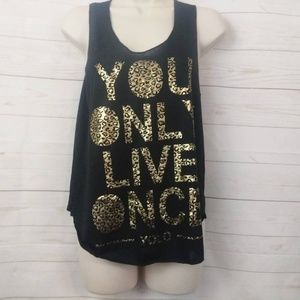 Black & Gold Metallic Animal Print Burn Out Tank Top XS